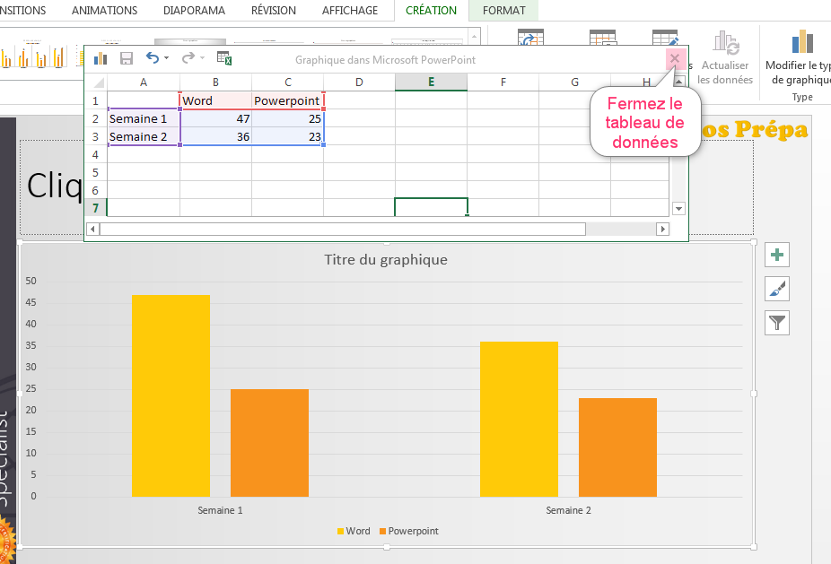 Insérer et formater des graphiques